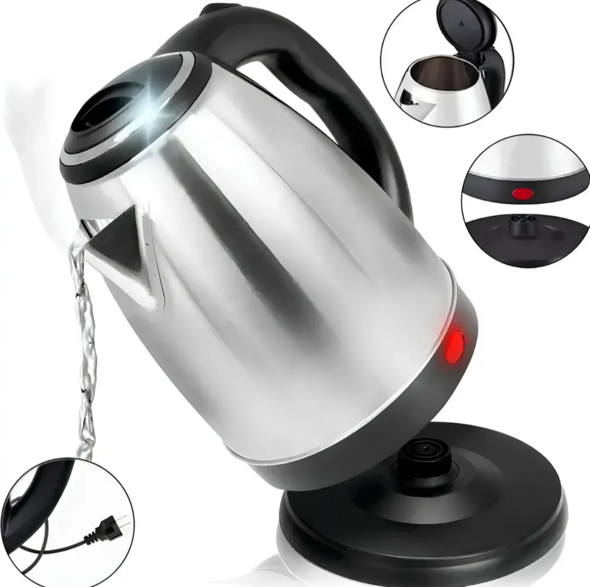 Chaleira Elétrica Inox 1,8L 1500W Aquecimento Rápido Automática - Imagem 3