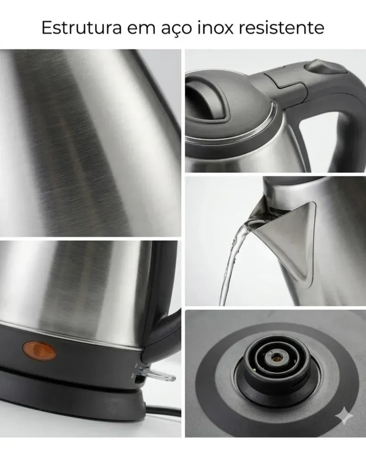Chaleira Elétrica Inox 1,8L 1500W Aquecimento Rápido Automática - Imagem 4