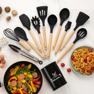 Jogo Completo de Utensílios de Cozinha de Silicone Itens Essenciais para sua Casa KITC/12