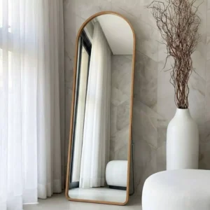 Espelho Grande de Chão Oval com Moldura em Aluminio Corpo Inteiro