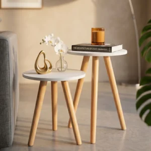 Kit Mesinhas Laterais Redondas Decorativas com Pés Retrô