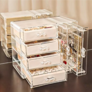 Organizador Porta Jóias Acrílico Brincos Colares Bijuterias 4 Prateleiras Decorativo