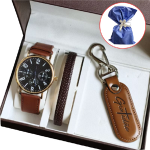 Relógio Masculino Minimalista Couro Elegante + Pulseira De Couro